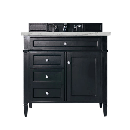Brittany 36" Single Vanity, Black Onyx w/ 3 CM Carrara Marble Top