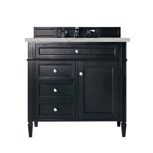 Brittany 36" Single Vanity, Black Onyx w/ 3 CM Eternal Jasmine Pearl Silestone Top