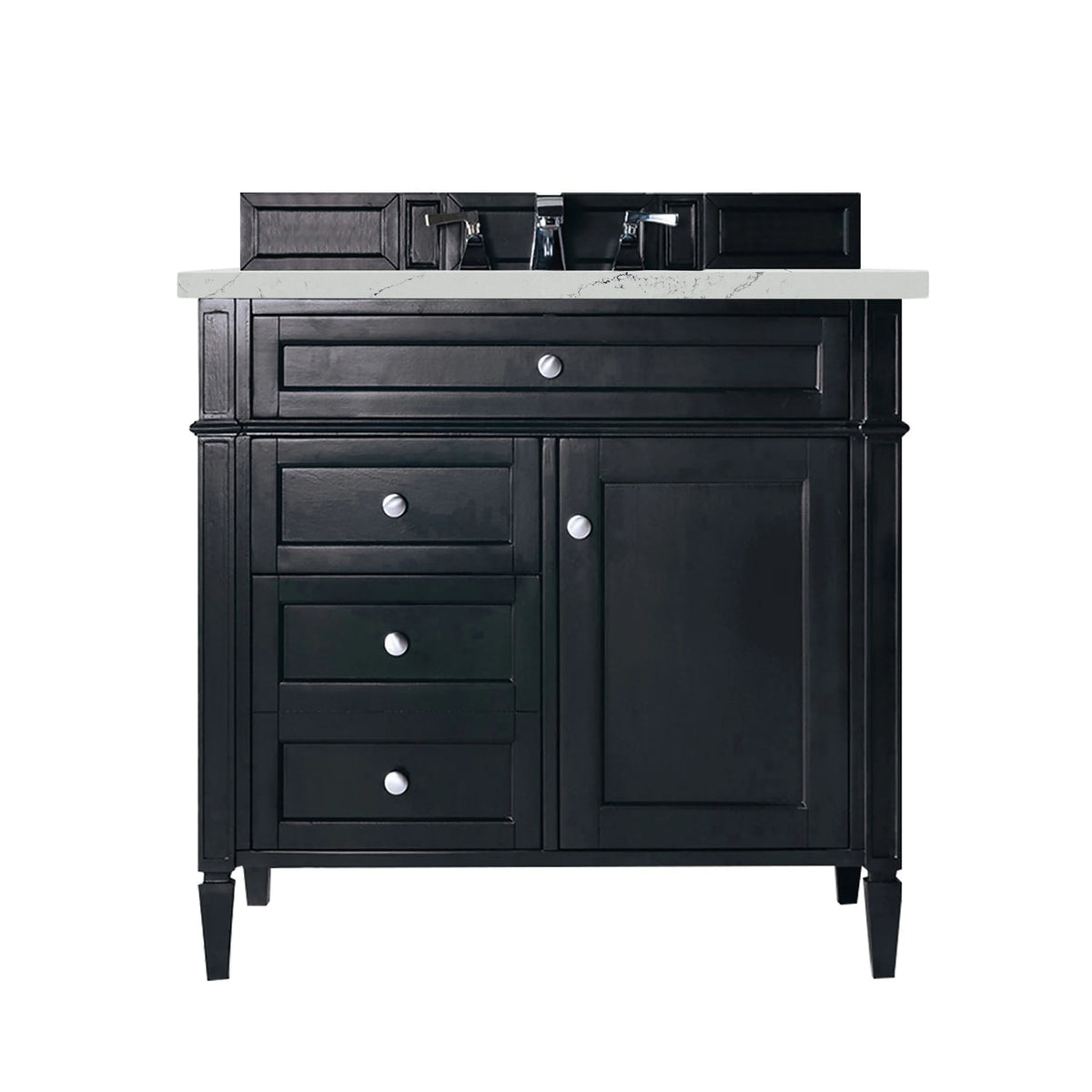 Brittany 36" Single Vanity, Black Onyx w/ 3 CM Ethereal Noctis Silestone Top