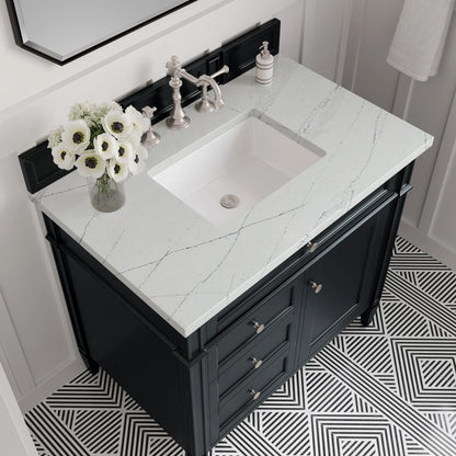 Brittany 36" Single Vanity, Black Onyx w/ 3 CM Ethereal Noctis Silestone Top, view 5