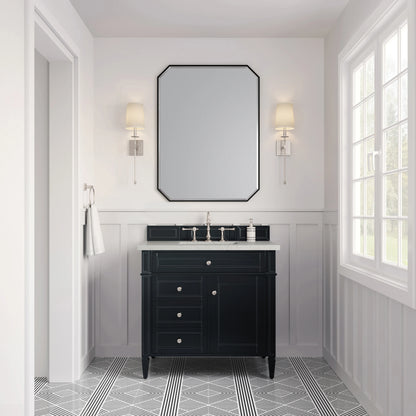 Brittany 36" Single Vanity, Black Onyx w/ 3 CM Lime Delight Silestone Top, view 2