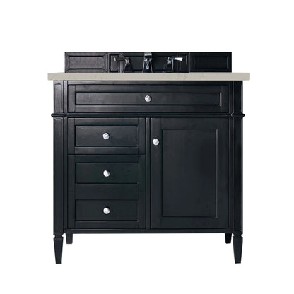 Brittany 36" Single Vanity, Black Onyx, w/ 3 CM Siberian Silestone Top