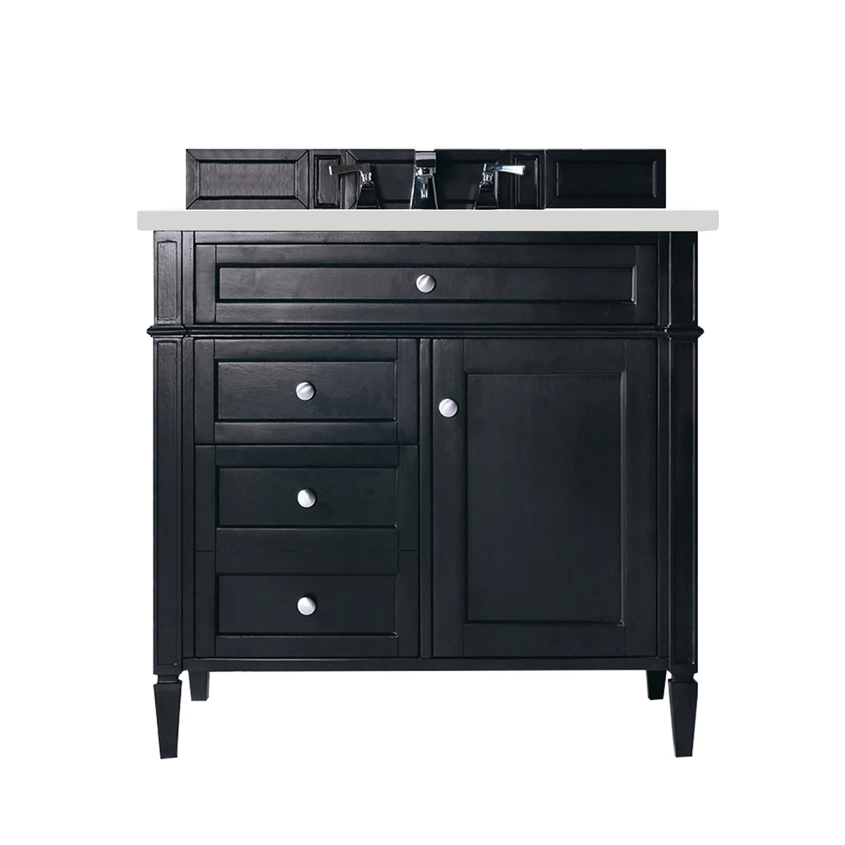 Brittany 36" Single Vanity, Black Onyx w/ 3 CM White Zeus Silestone Top