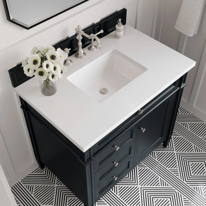 Brittany 36" Single Vanity, Black Onyx w/ 3 CM White Zeus Silestone Top, view 4