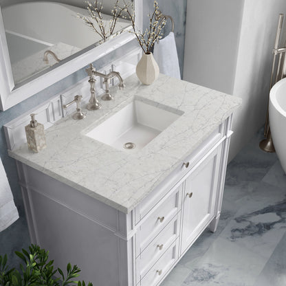 Brittany 36" Single Vanity, Bright White w/ 3 CM Eternal Jasmine Pearl Silestone Top, view 7