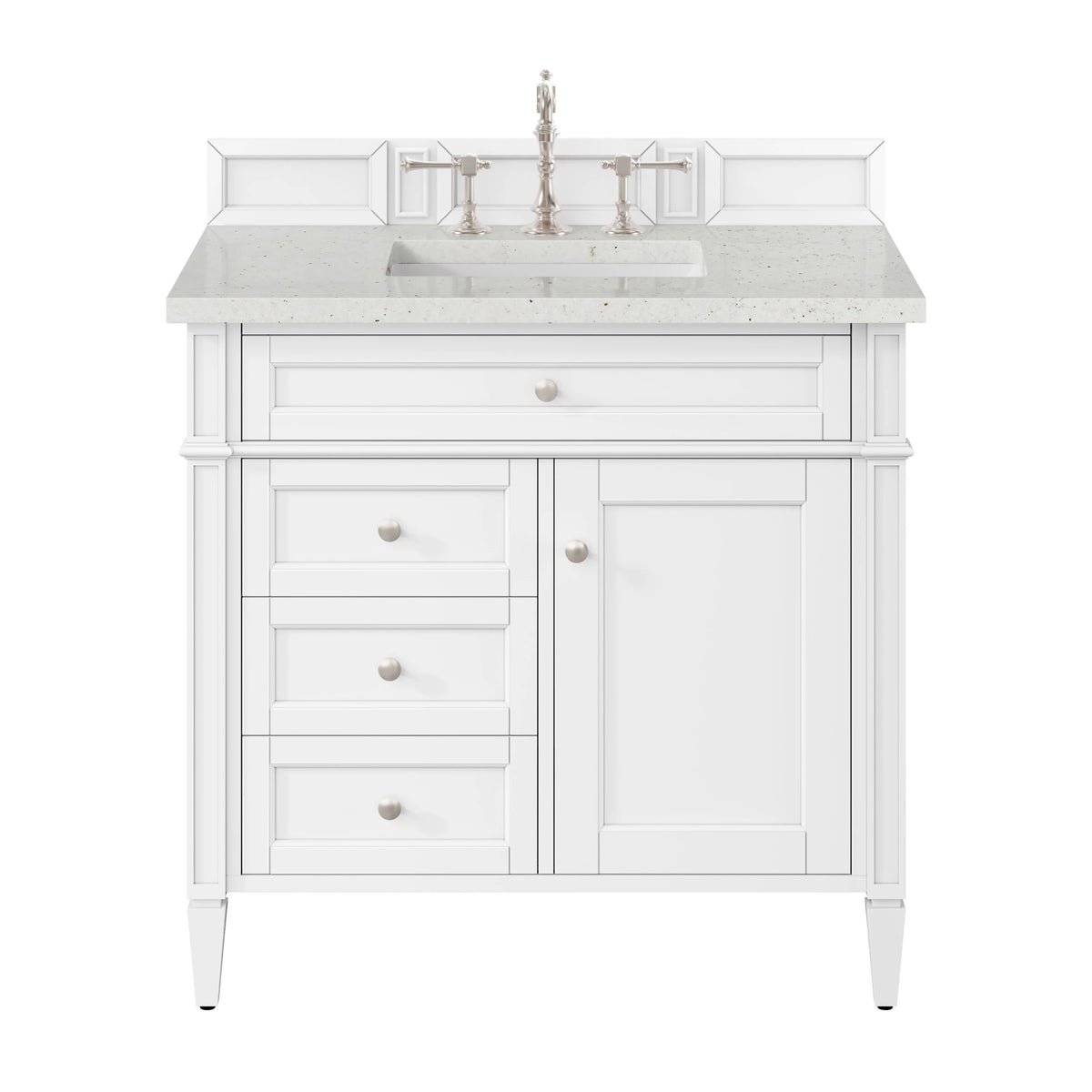Brittany 36" Single Vanity, Bright White w/ 3 CM Lime Delight Silestone Top