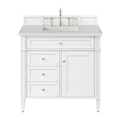Brittany 36" Single Vanity, Bright White w/ 3 CM Lime Delight Silestone Top