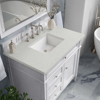 Brittany 36" Single Vanity, Bright White w/ 3 CM Lime Delight Silestone Top, view 7
