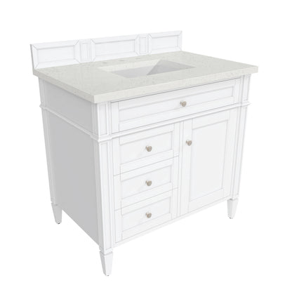 Brittany 36" Single Vanity, Bright White w/ 3 CM Lime Delight Silestone Top, view 8