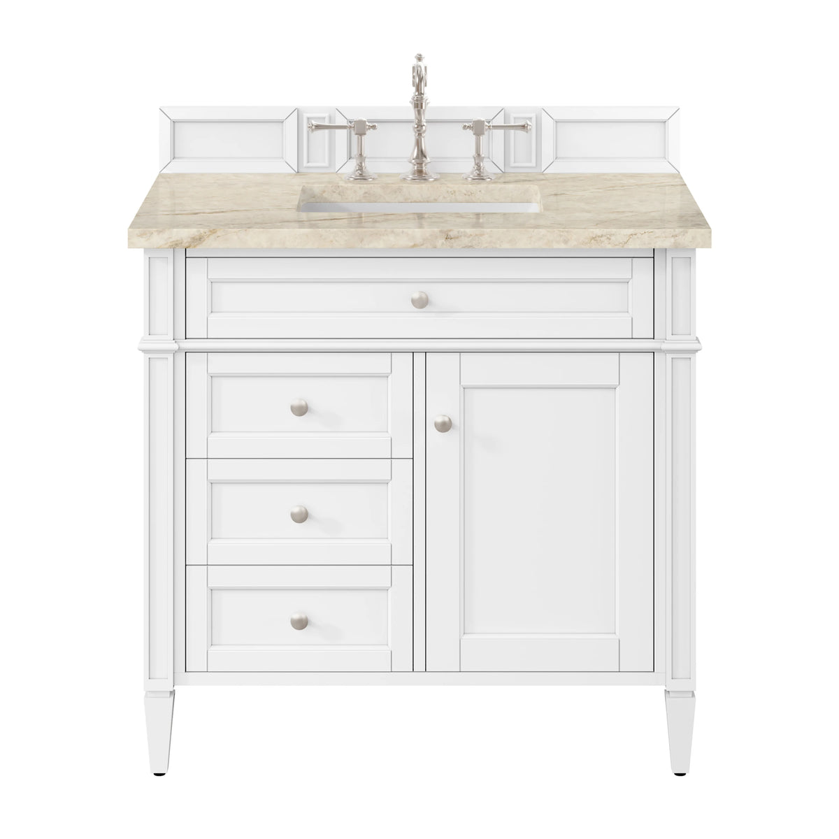 Brittany 36" Single Vanity in Bright White, w/ 3 CM Tajnar Eclos Top