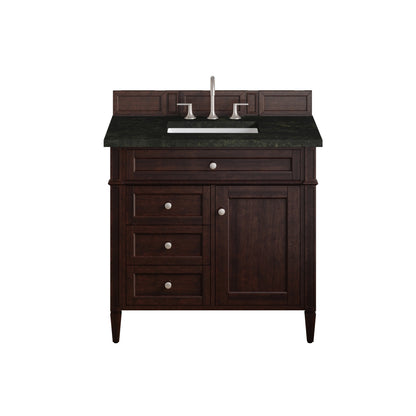 Brittany 36" Single Vanity, Burnished Mahogany, w/ 3 CM Phantome Eclos Top