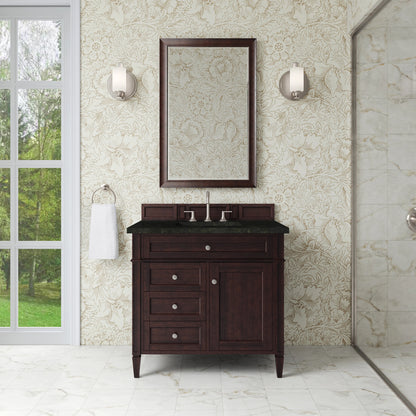 Brittany 36" Single Vanity, Burnished Mahogany, w/ 3 CM Phantome Eclos Top, view 2