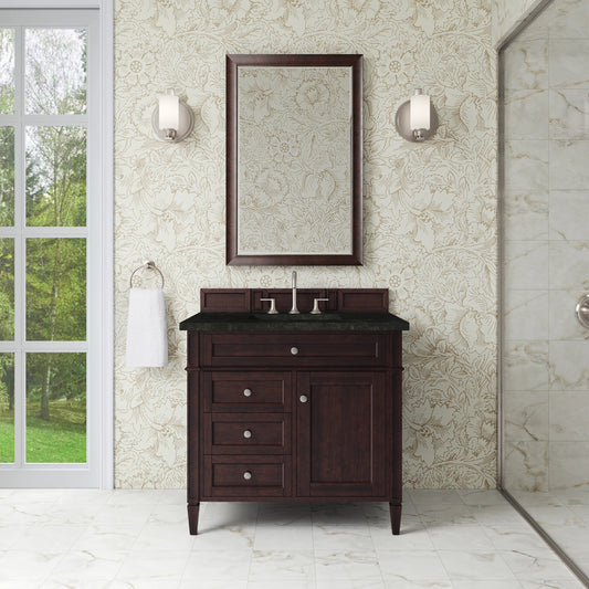 Brittany 36" Single Vanity, Burnished Mahogany, w/ 3 CM Phantome Eclos Top, view 2