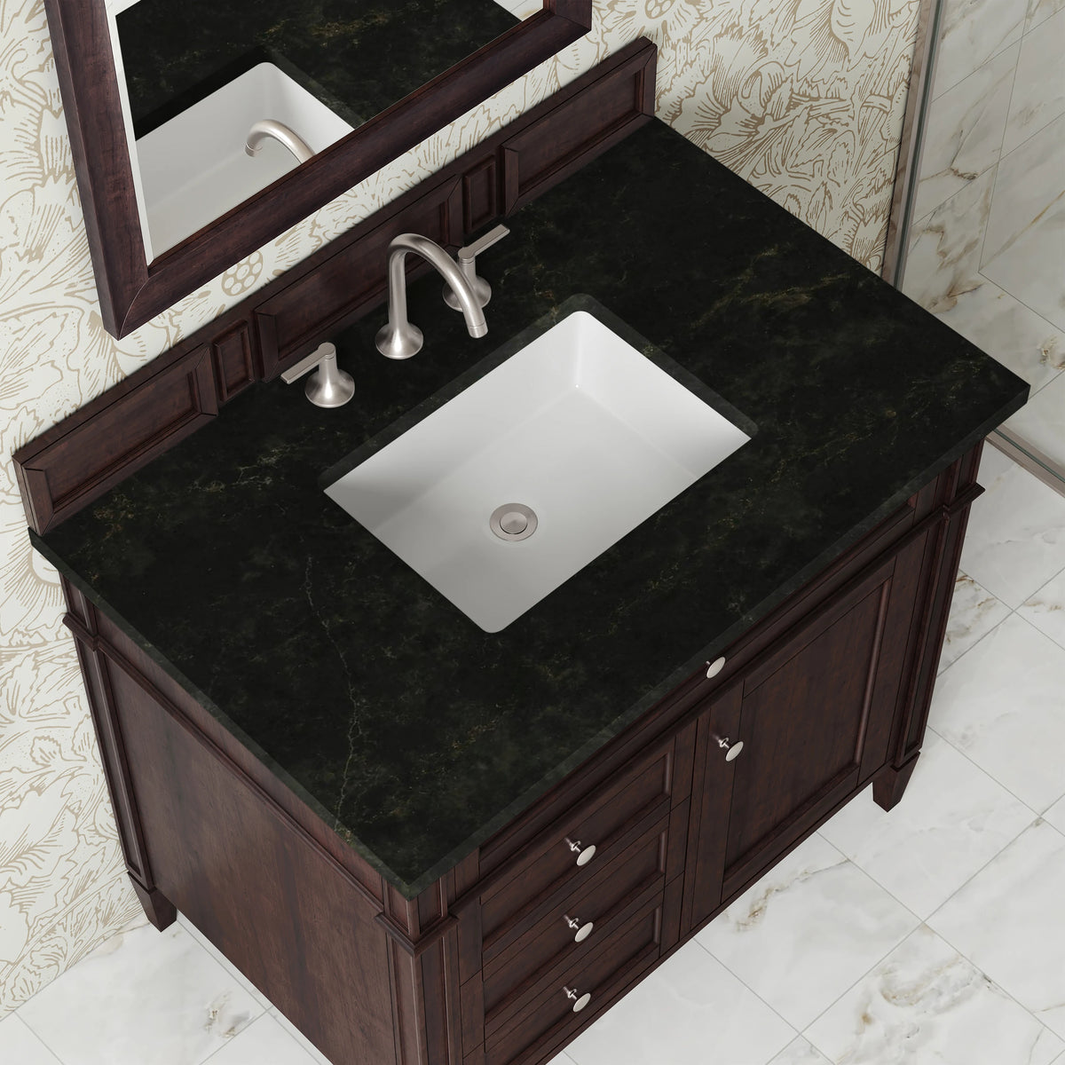Brittany 36" Single Vanity, Burnished Mahogany, w/ 3 CM Phantome Eclos Top, view 5
