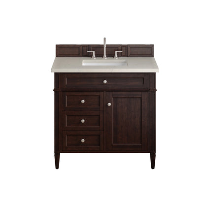 Brittany 36" Single Vanity, Burnished Mahogany, w/ 3 CM Siberian Silestone Top