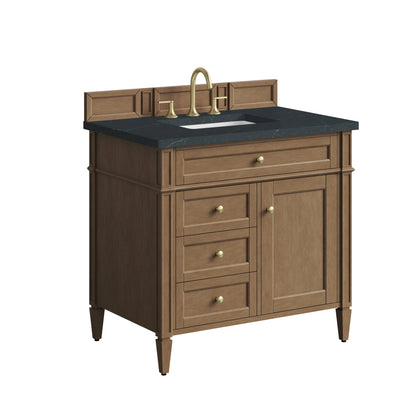 Brittany 36" Single Vanity, Pecan w/ 3 CM Charcoal Soapstone Silestone Top, view 9