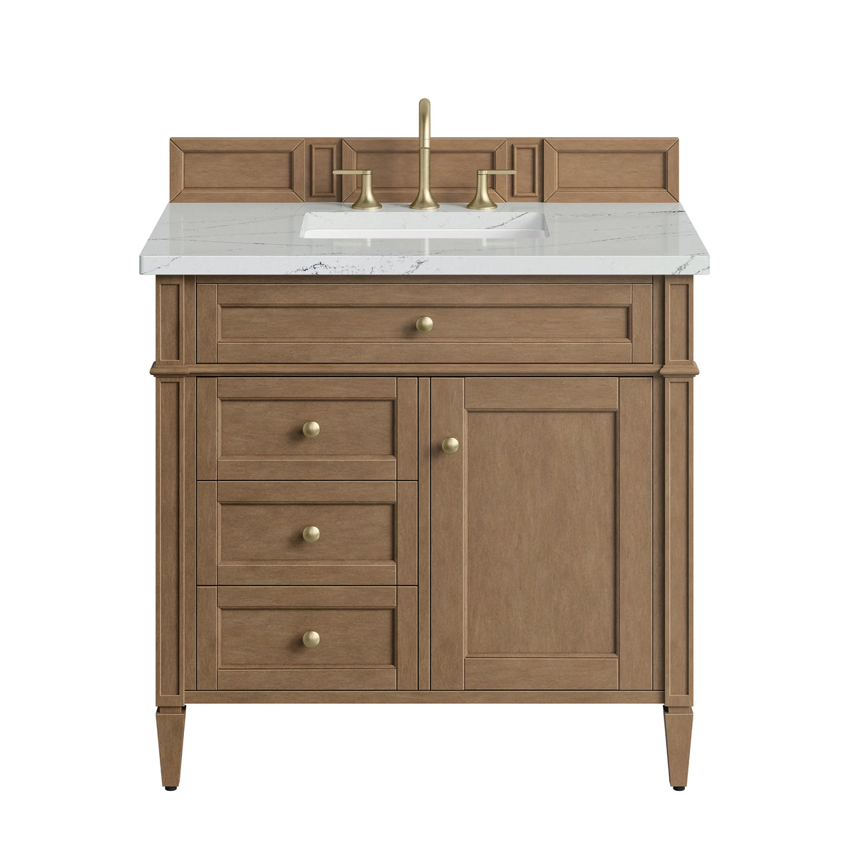 Brittany 36" Single Vanity, Pecan w/ 3 CM Ethereal Noctis Silestone Top