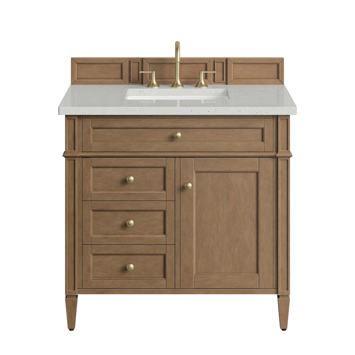 Brittany 36" Single Vanity, Pecan w/ 3 CM Lime Delight Silestone Top