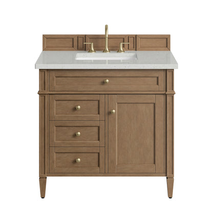 Brittany 36" Single Vanity, Pecan w/ 3 CM Lime Delight Silestone Top