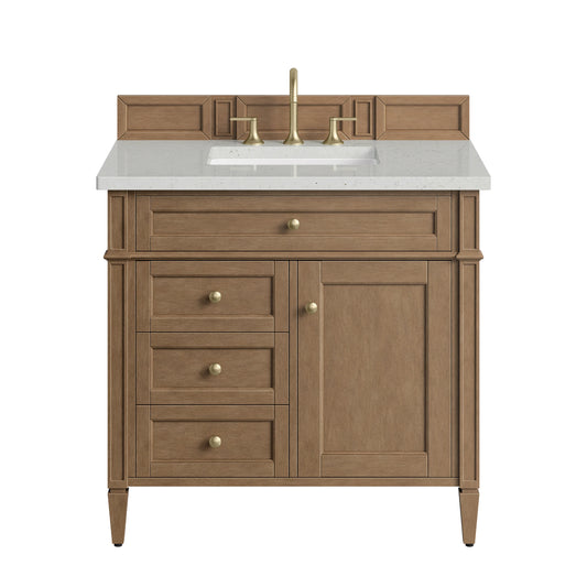 Brittany 36" Single Vanity, Pecan w/ 3 CM Lime Delight Silestone Top