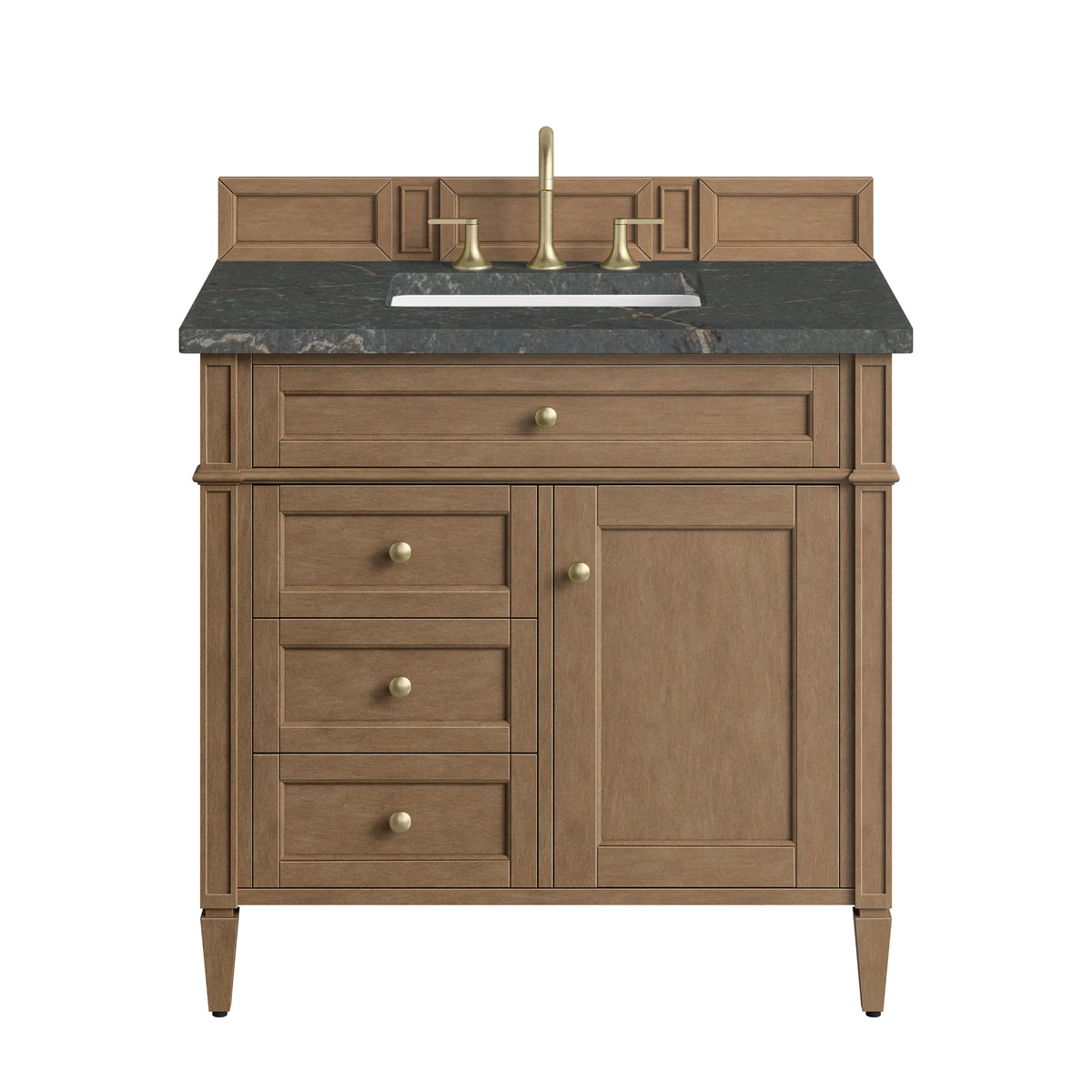 Brittany 36" Single Vanity, Pecan w/ 3 CM Parisien Bleu Silestone Top