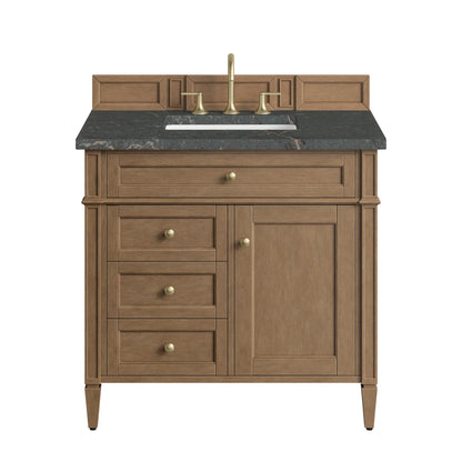 Brittany 36" Single Vanity, Pecan w/ 3 CM Parisien Bleu Silestone Top