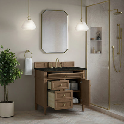 Brittany 36" Single Vanity, Pecan w/ 3 CM Phantome Eclos Top, view 4