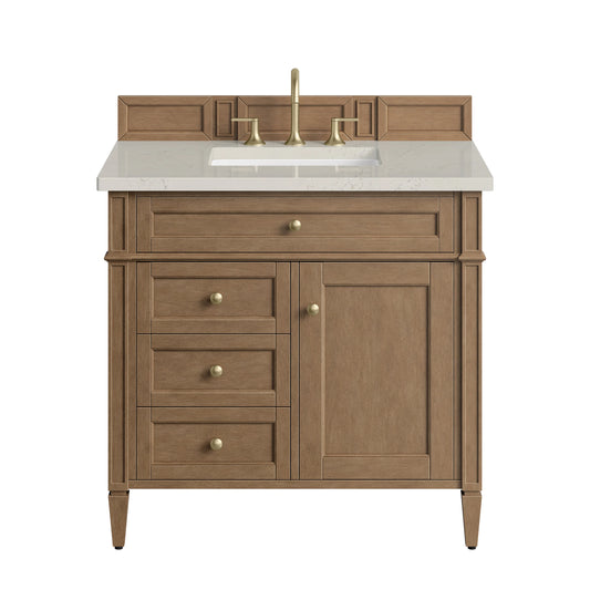 Brittany 36" Single Vanity, Pecan w/ 3 CM Siberian Silestone Top