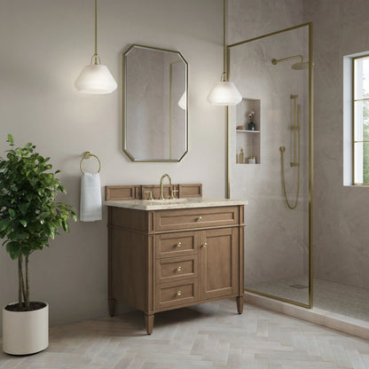 Brittany 36" Single Vanity, Pecan w/ 3 CM Tajnar Eclos Top, view 3