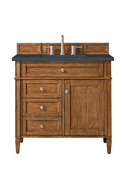 Brittany 36" Single Vanity, Saddle Brown w/ 3 CM Charcoal Soapstone Silestone Top