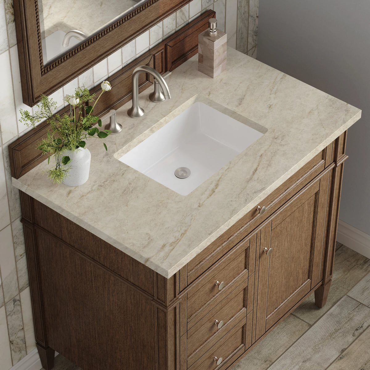 Brittany 36" Single Vanity, Saddle Brown, w/ 3 CM Tajnar Eclos Top, view 5