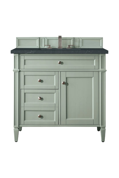 Brittany 36" Single Vanity, Sage Green w/ 3 CM Charcoal Soapstone Silestone Top