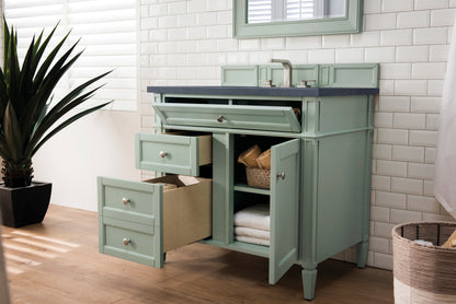 Brittany 36" Single Vanity, Sage Green w/ 3 CM Charcoal Soapstone Silestone Top, view 4