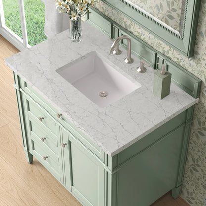 Brittany 36" Single Vanity, Sage Green w/ 3 CM Eternal Jasmine Pearl Silestone Top, view 5