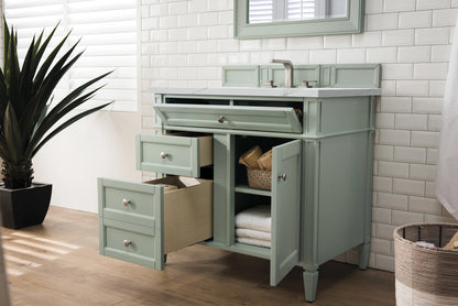 Brittany 36" Single Vanity, Sage Green w/ 3 CM Ethereal Noctis Silestone Top, view 4
