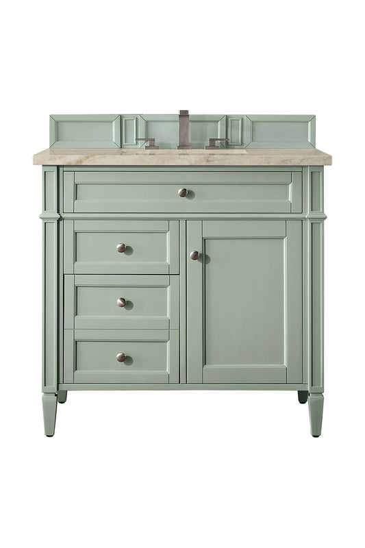 Brittany 36" Single Vanity, Sage Green, w/ 3 CM Tajnar Eclos Top