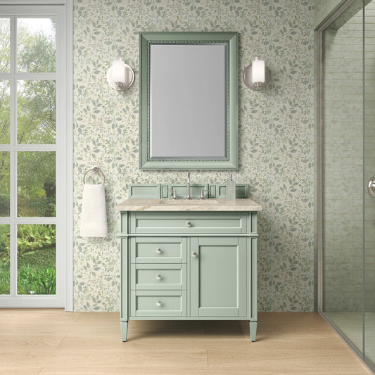 Brittany 36" Single Vanity, Sage Green, w/ 3 CM Tajnar Eclos Top, view 2