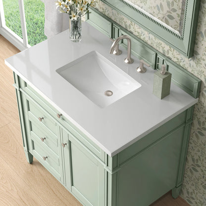 Brittany 36" Single Vanity, Sage Green w/ 3 CM White Zeus Silestone Top, view 6