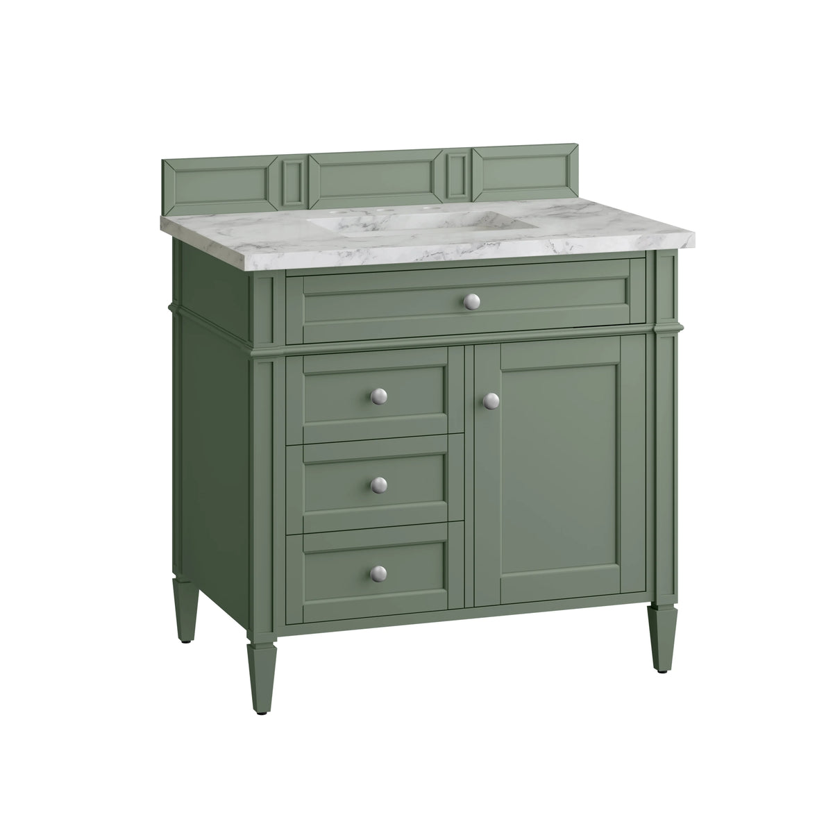 Brittany 36" Single Vanity, Smokey Celadon w/ 3 CM Carrara Marble Top, view 6