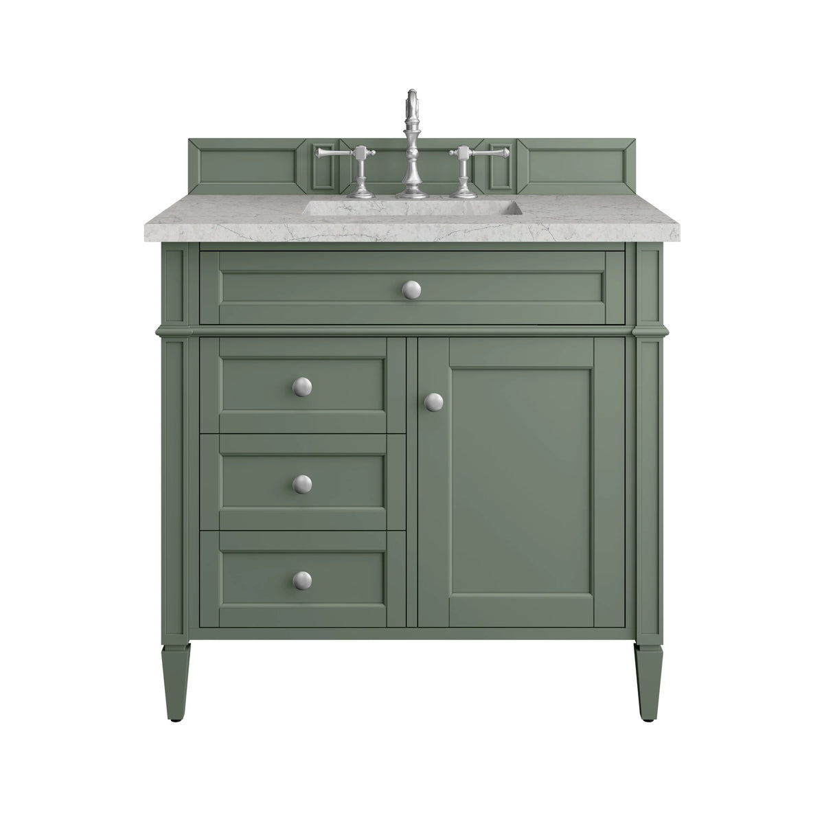 Brittany 36" Single Vanity, Smokey Celadon w/ 3 CM Eternal Jasmine Pearl Top