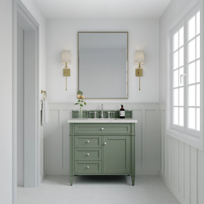 Brittany 36" Single Vanity, Smokey Celadon w/ 3 CM Ethereal Noctis Top, view 2