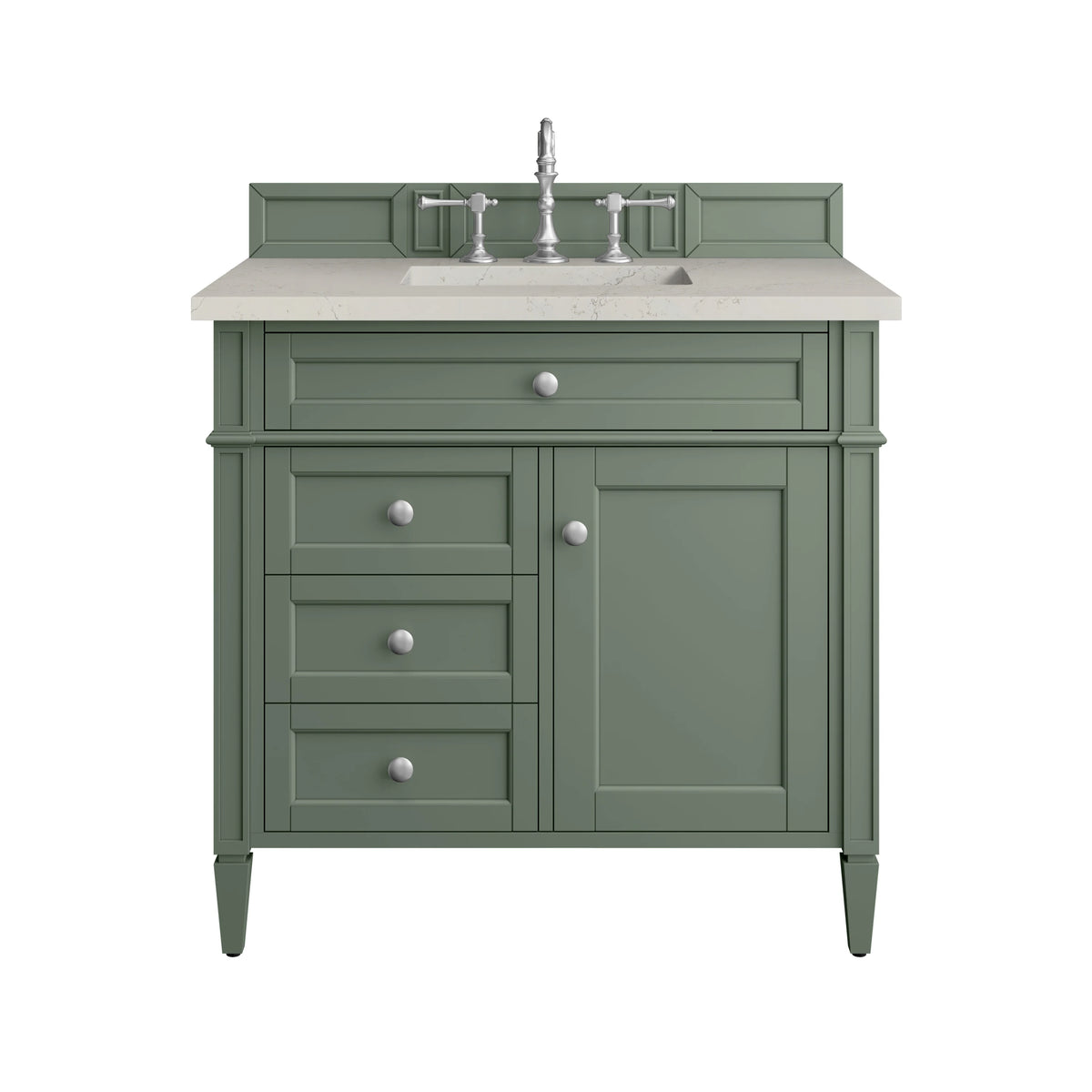 Brittany 36" Single Vanity, Smokey Celadon, w/ 3 CM Siberian Silestone Top