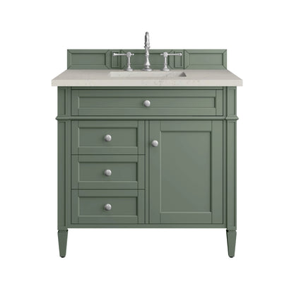 Brittany 36" Single Vanity, Smokey Celadon, w/ 3 CM Siberian Silestone Top