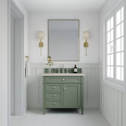 Brittany 36" Single Vanity, Smokey Celadon, w/ 3 CM Siberian Silestone Top, view 2
