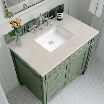 Brittany 36" Single Vanity, Smokey Celadon, w/ 3 CM Siberian Silestone Top, view 5