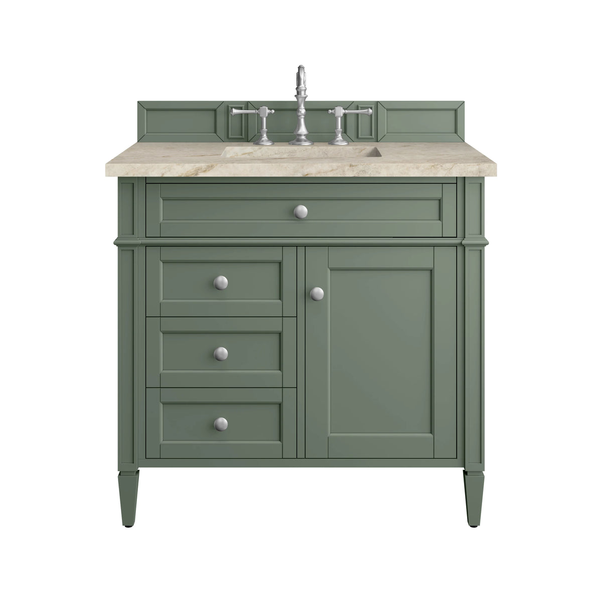 Brittany 36" Single Vanity, Smokey Celadon, w/ 3 CM Tajnar Eclos Top
