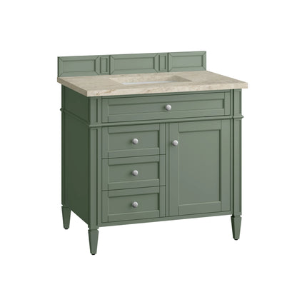 Brittany 36" Single Vanity, Smokey Celadon, w/ 3 CM Tajnar Eclos Top, view 6