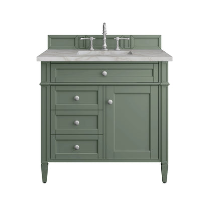 Brittany 36" Single Vanity, Smokey Celadon w/ 3 CM Victorian Silver Top