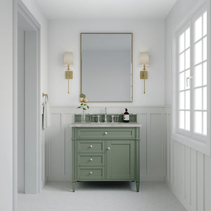 Brittany 36" Single Vanity, Smokey Celadon w/ 3 CM Victorian Silver Top, view 2