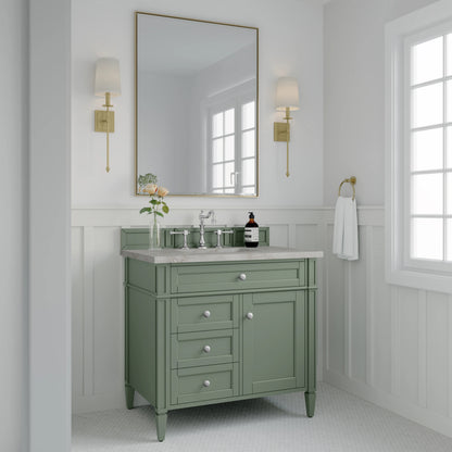 Brittany 36" Single Vanity, Smokey Celadon w/ 3 CM Victorian Silver Top, view 3